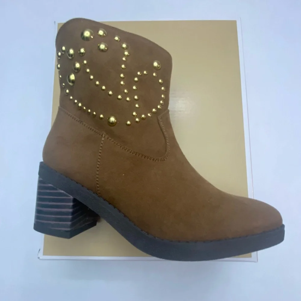 Michael Kors Cowgirl Boots Fawn Desert Color Caramel Size 3 Little Girls - Picture 6 of 9
